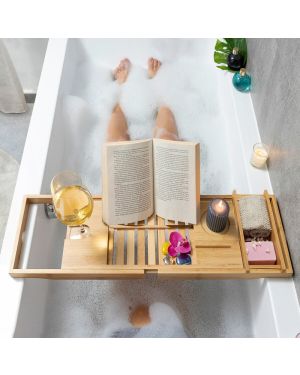 Plateau de Baignoire Extensible en Bambou