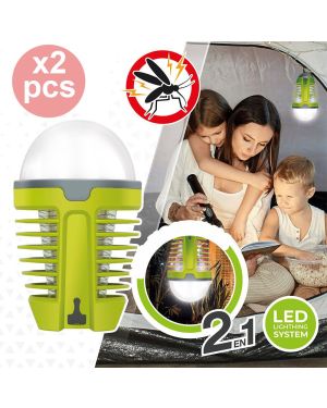 Lot de 2 Lampes Sans-Fil 2 en 1 Anti-Moustiques Camping